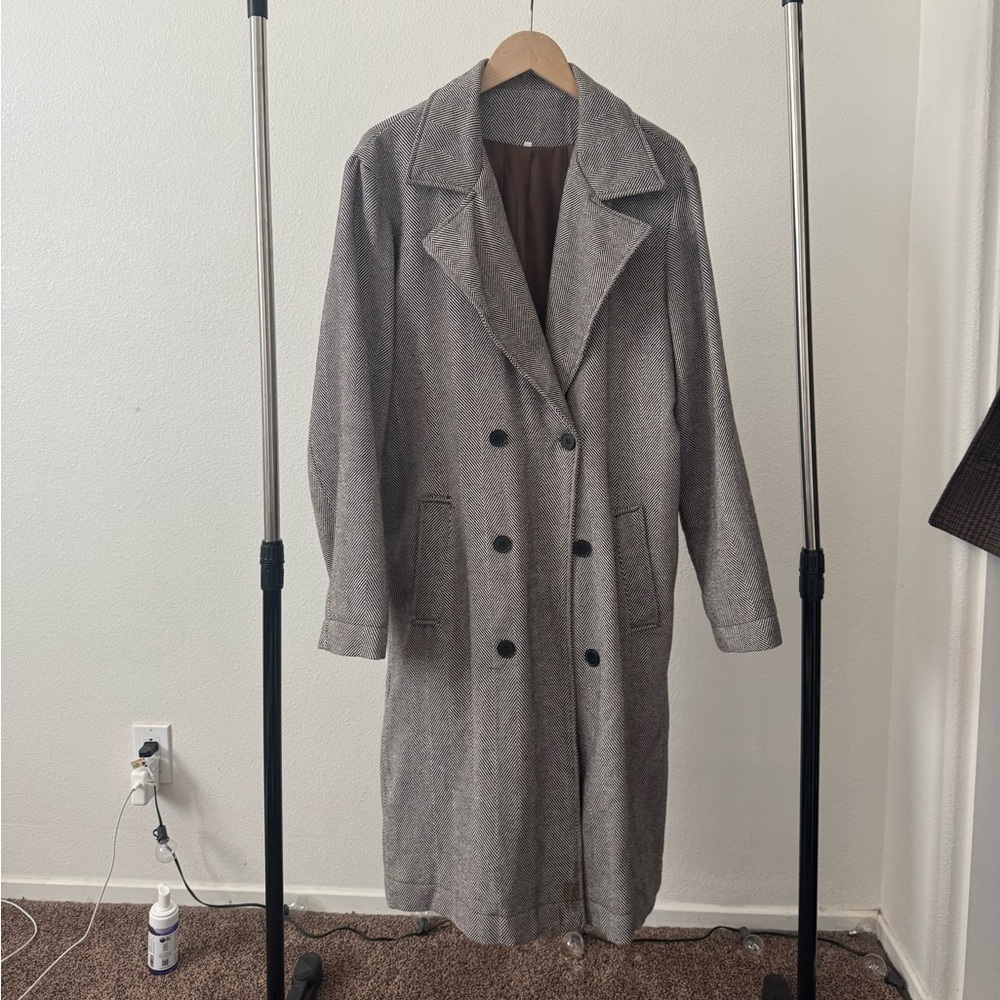 Gray Double-Breasted men’s coat from SHEIN